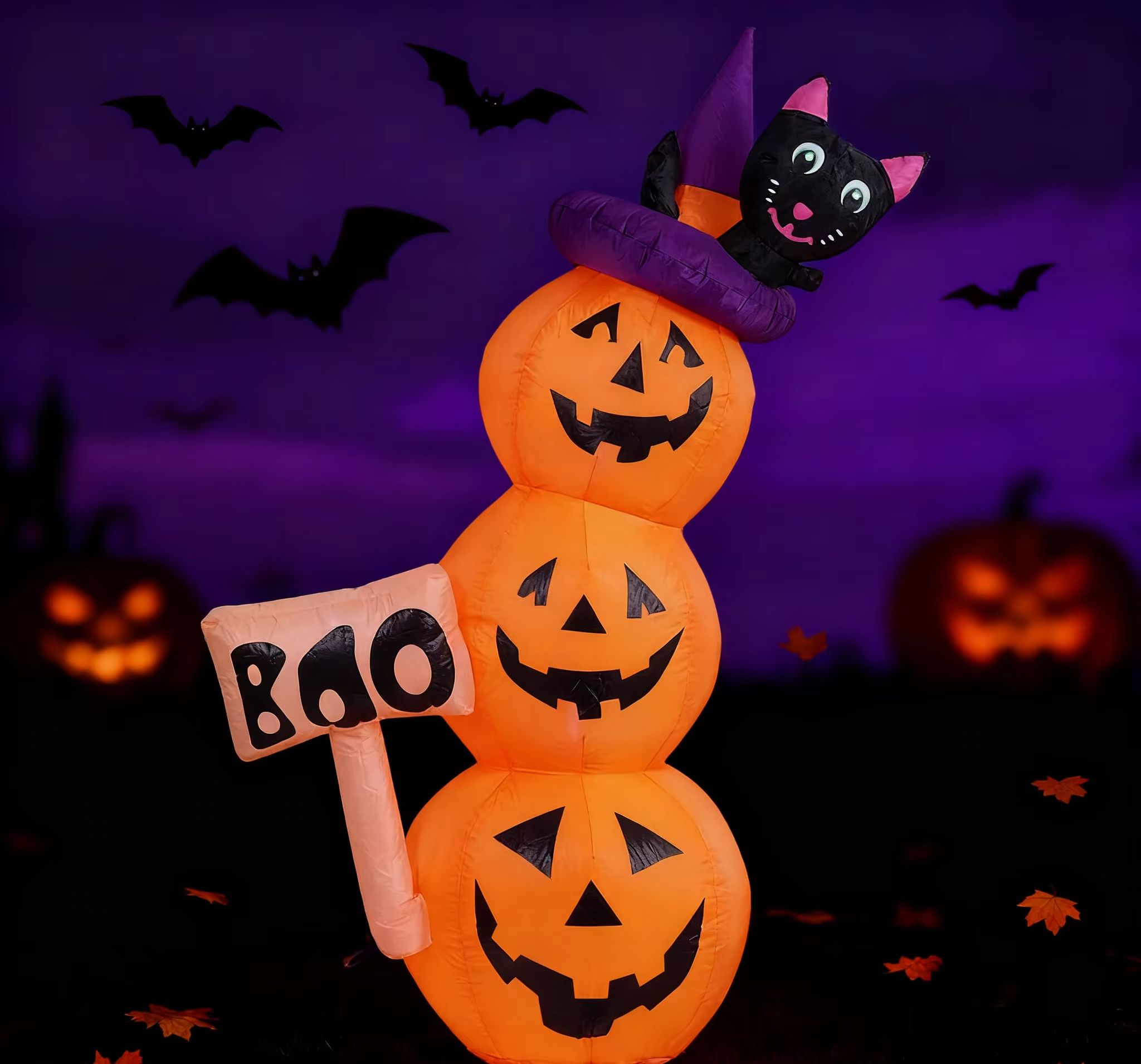Halloween Pumpkin Decor Led - 5.2ft / 1.6m Halloween Inflatable Stacked