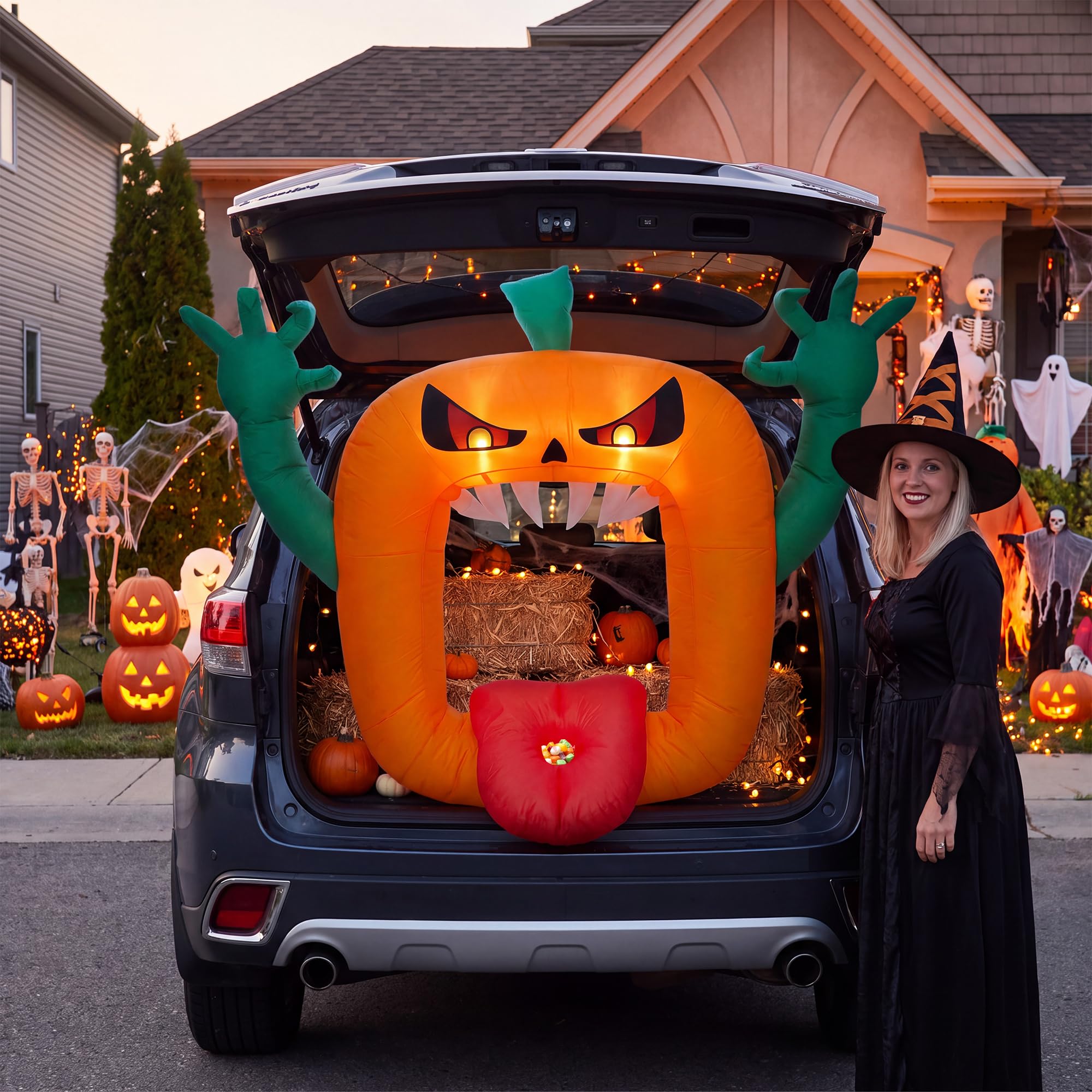 Halloween Pumpkin Decor Led - 6FT Halloween Inflatables Scary Pumpkin with