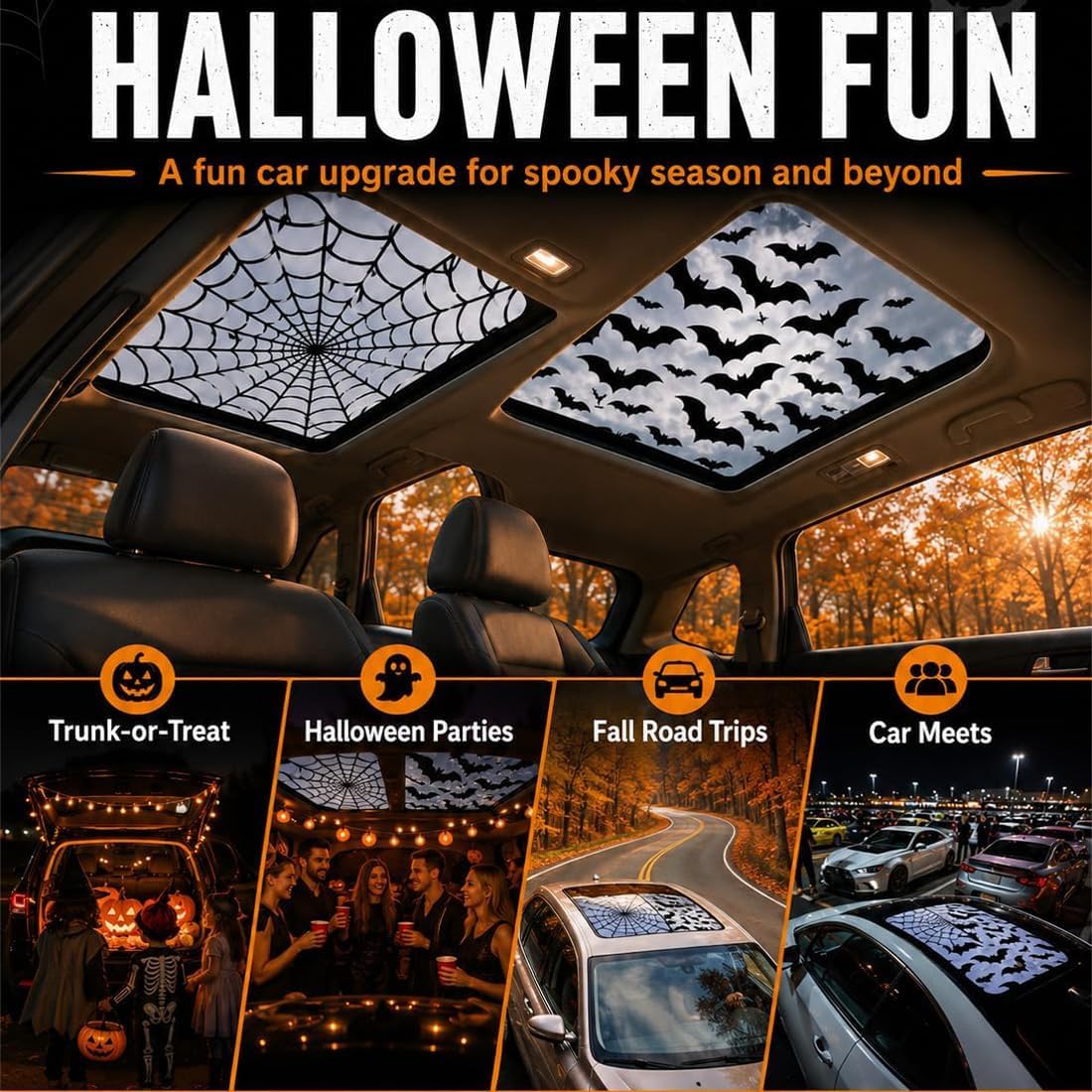 Car Sunroof Stickers Halloween - огляд і ціна Spider Web Halloween Decoration