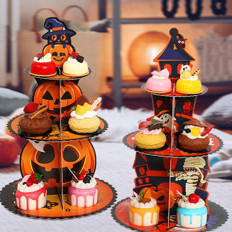 1-4PCS 3 Tier Spiderweb Desser - огляд і ціна Spider Web Halloween Decoration