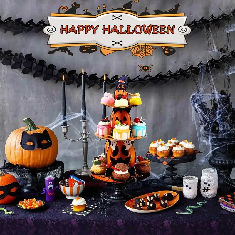 1-4PCS 3 Tier Spiderweb Desser - огляд і ціна Spider Web Halloween Decoration