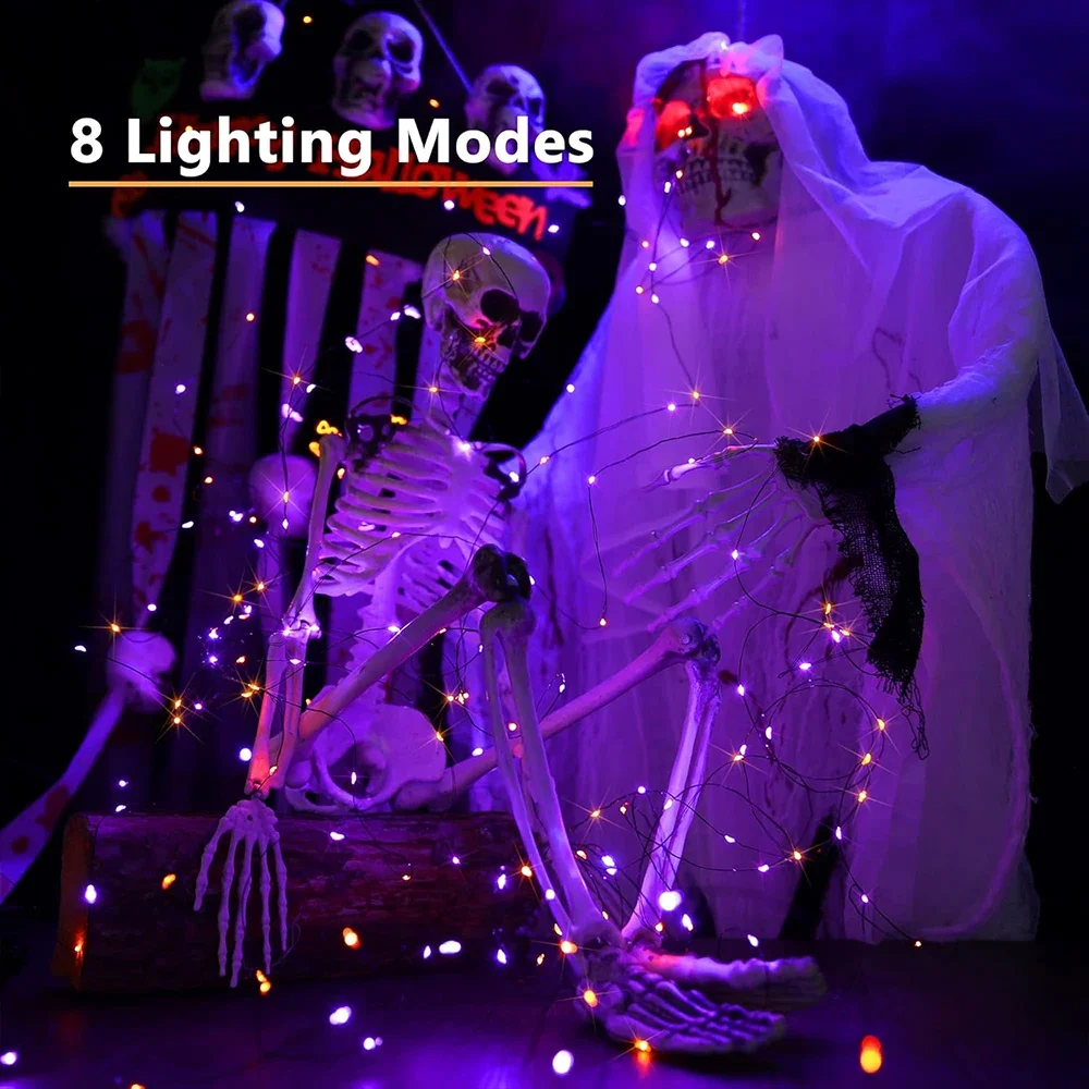 10-120M Copper Wire String Lig - огляд і ціна Halloween Led String Lights Orange
