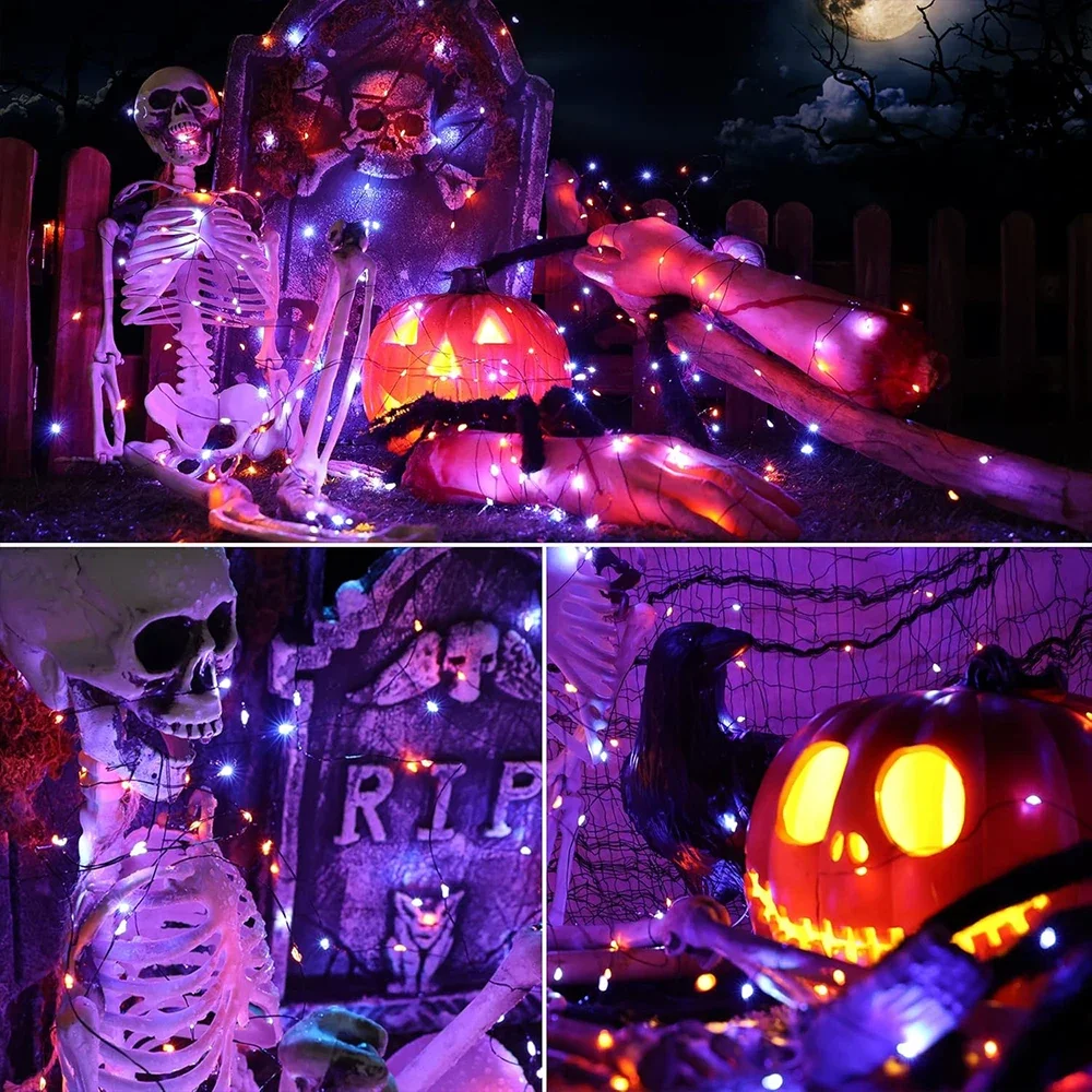 10-120M Copper Wire String Lig - огляд і ціна Halloween Led String Lights Orange
