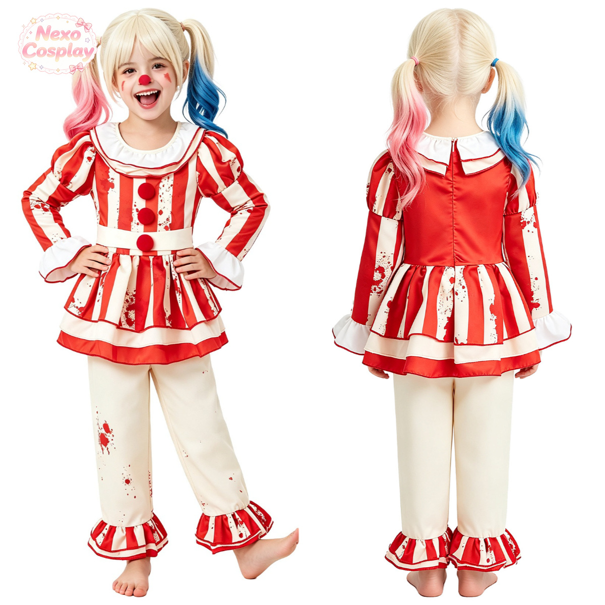 Kids Red White Striped Horror  - огляд і ціна Halloween Costume Kids