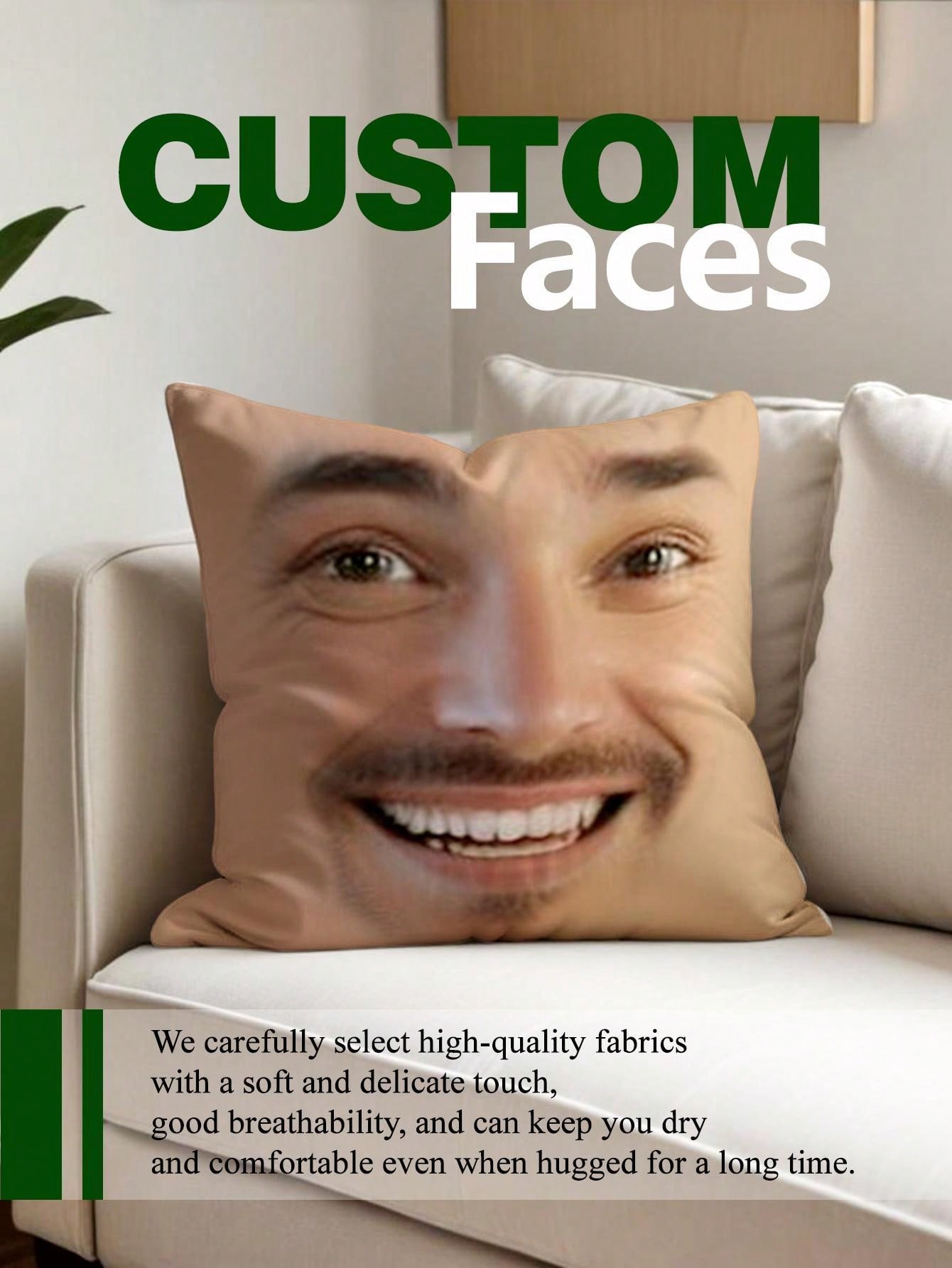 1pc Custom Face Square Pillow  - огляд і ціна Halloween Party Supplies