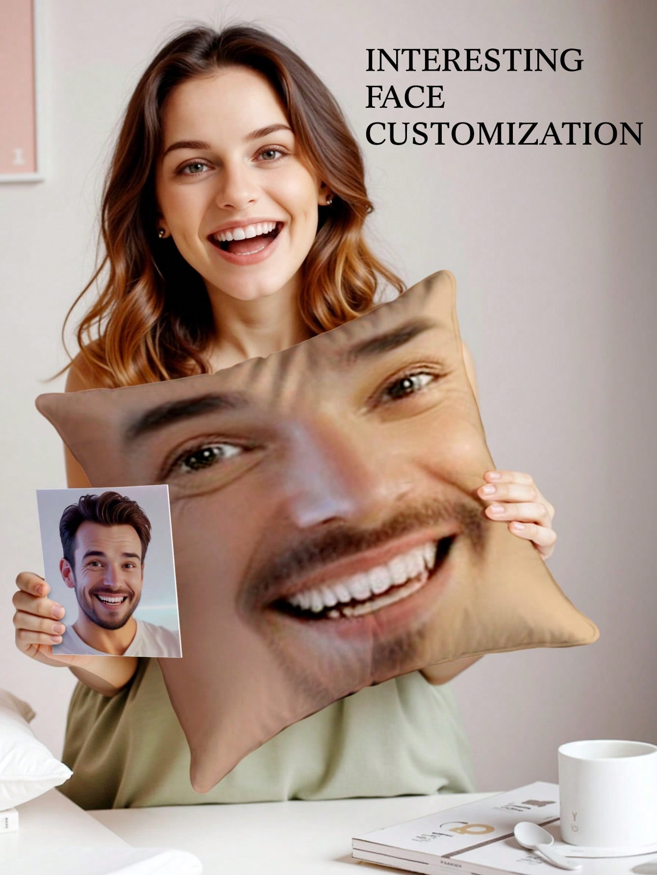 1pc Custom Face Square Pillow  - огляд і ціна Halloween Party Supplies