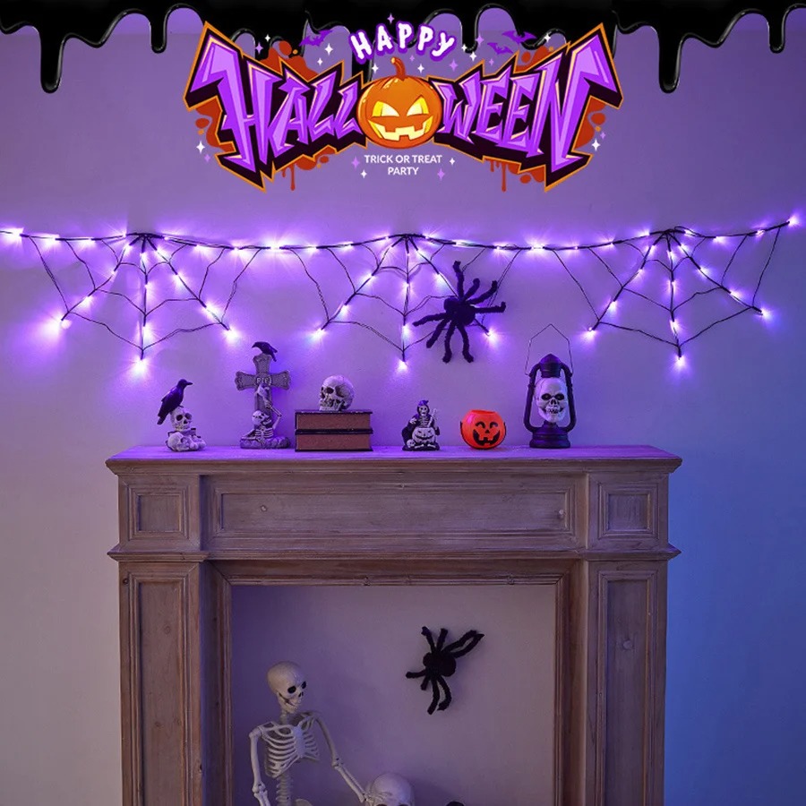 Halloween Spider Web String Li - огляд і ціна Halloween Led String Lights Orange