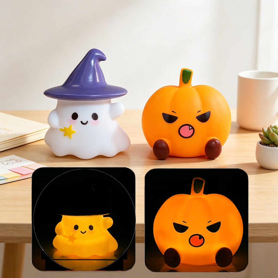 Kawaii Witch Ghost Pumpkin Sil - огляд і ціна Halloween Pumpkin Decor Led