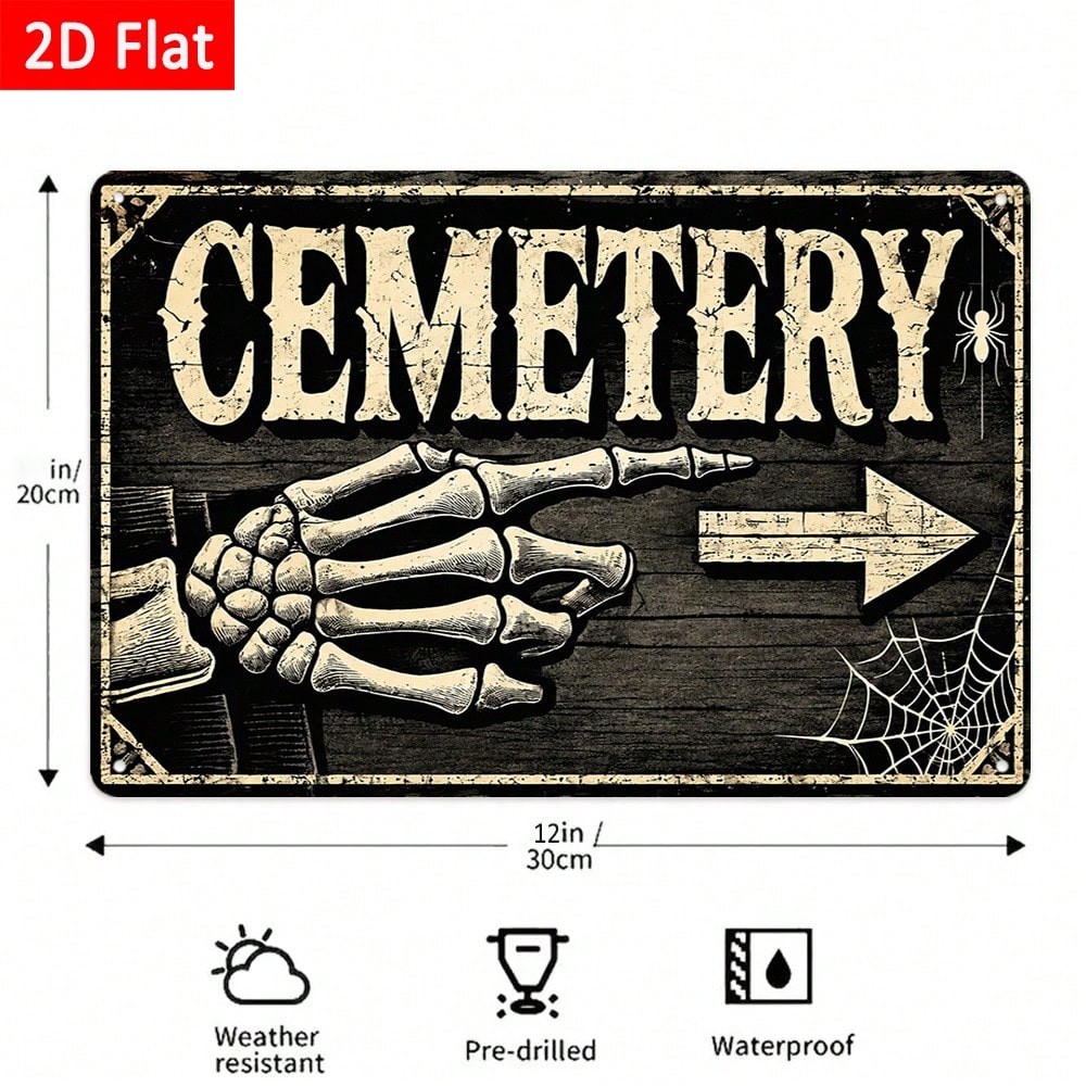 1pc 2D Flat Tin Sign - Vintage - огляд і ціна Halloween Skeleton Decoration