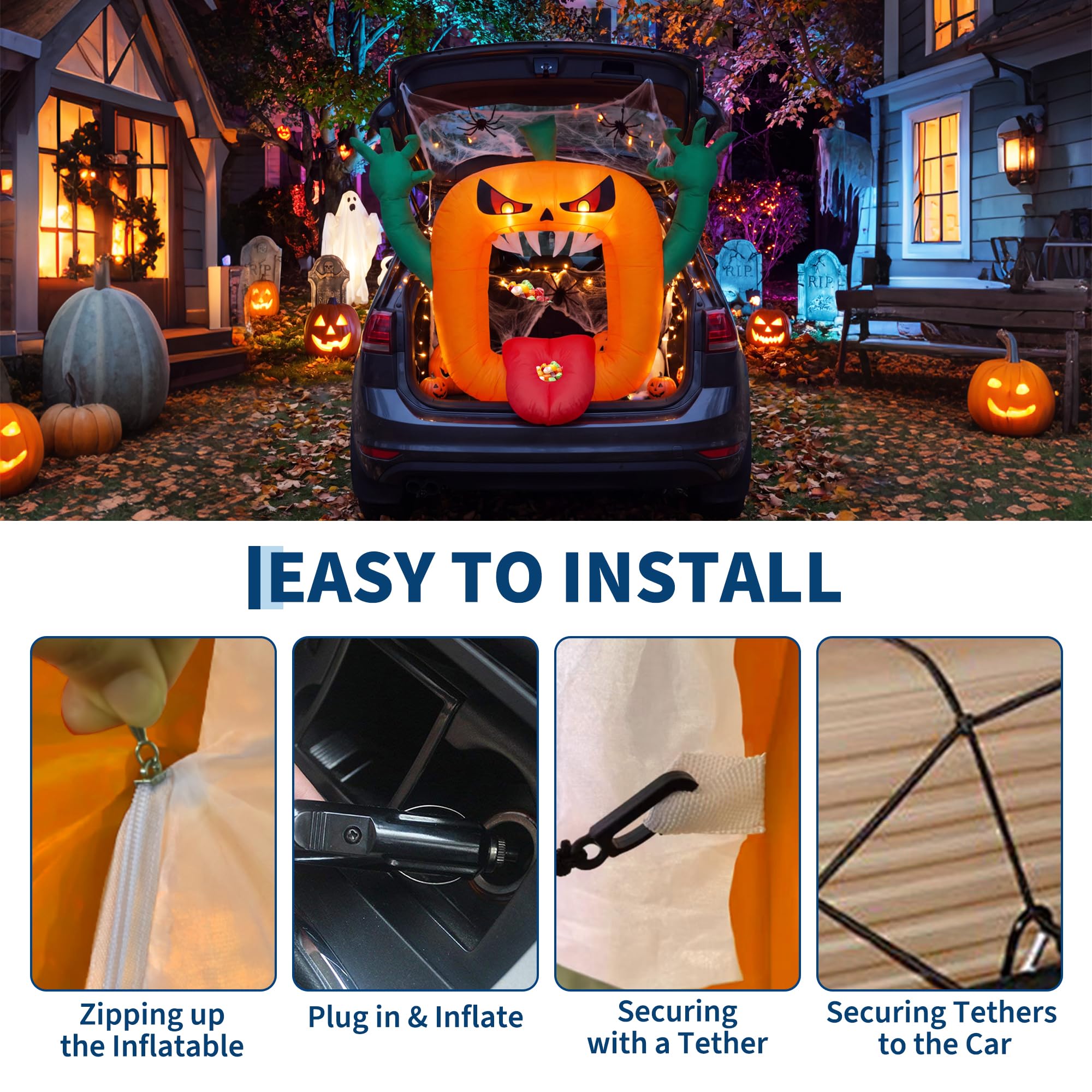 6FT Halloween Inflatables Scar - огляд і ціна Halloween Pumpkin Decor Led