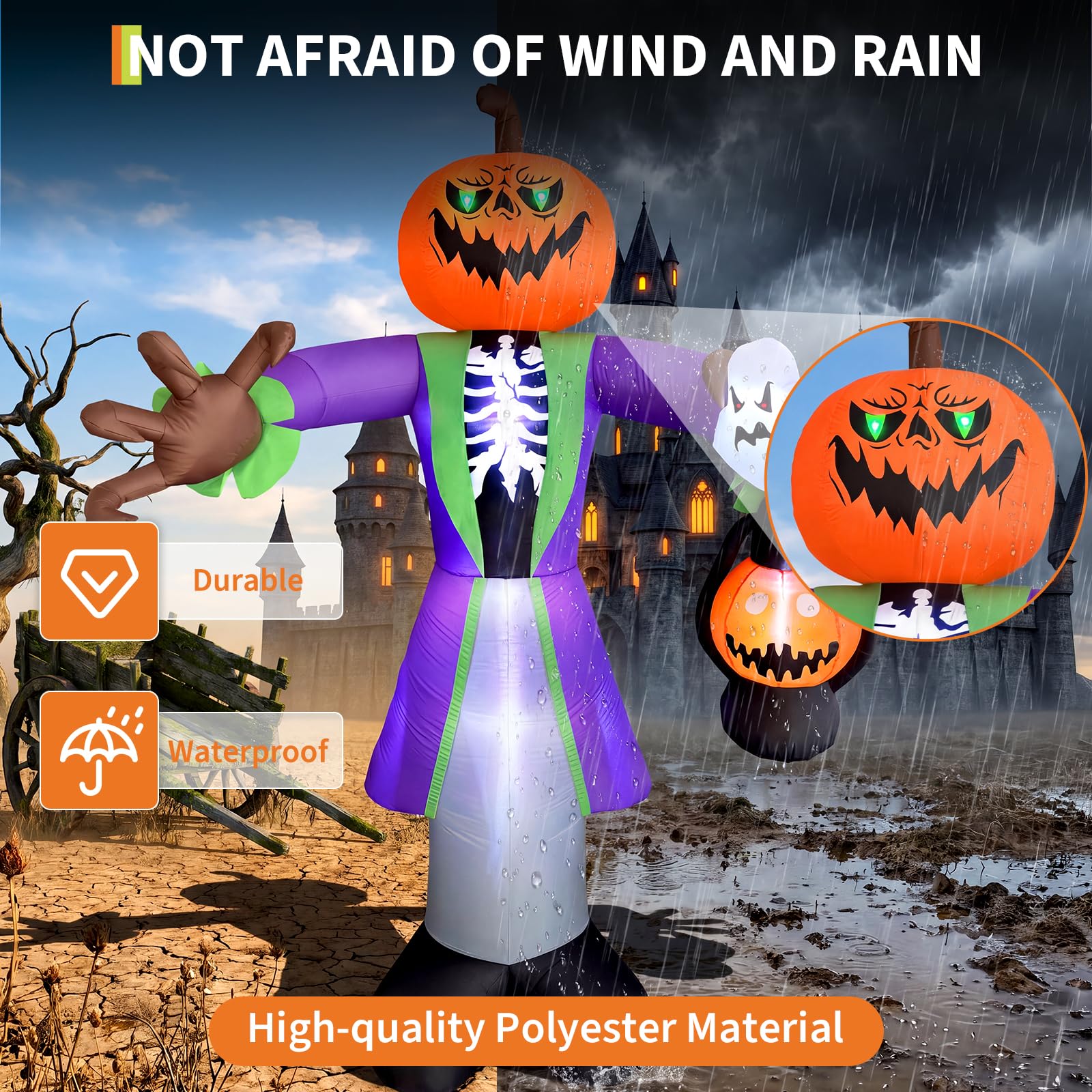 8ft Lighted Halloween Inflatab - огляд і ціна Pumpkin Lantern Halloween